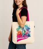 New York Theme 10 oz Premium Canvas Cotton Tote Bag - Image 2