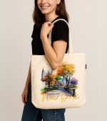 New York Theme 10 oz Canvas Cotton Tote Bag - Image 2