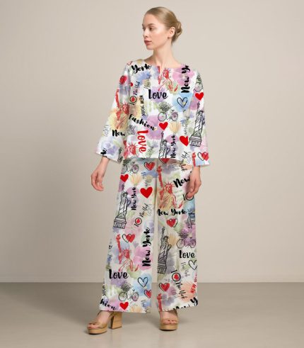 Love New York Luxury Silk Top with matching Plazzo