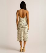 New York Sketch Satin Silk Midi Dress - Image 2