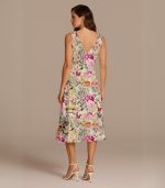New York Floral Satin Silk Midi Dress - Image 2