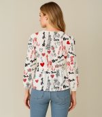 Love New York in White Georgette  V Neck Top - Image 2
