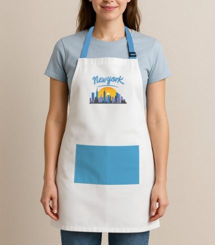 New York Skyline Embroidered Kitchen Apron