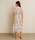 Black & Red Love New York Silk Midi Dress - Image 2