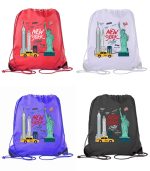 New York City Polyester Drawstring Backpack with Reinforced Corners - Image 2