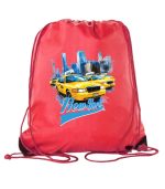 New York Taxi Polyester Drawstring Backpack with Reinforced Corners