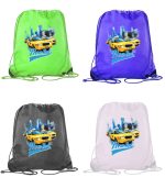 New York Taxi Polyester Drawstring Backpack with Reinforced Corners - Image 2