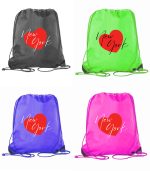 New York Love Polyester Drawstring Backpack with Reinforced Corners - Image 2