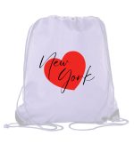 New York Love Polyester Drawstring Backpack with Reinforced Corners