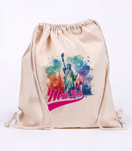 New York  Cotton Canvas Drawstring Backpack