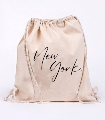 New York Cotton Canvas Drawstring Backpack