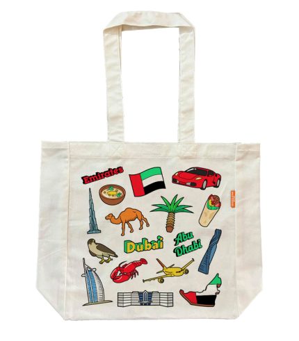Dubai Theme 10 oz Premium Twill Cotton Tote Bag