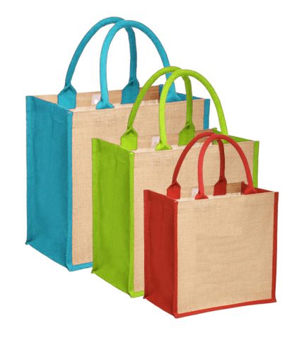 Eco Friendly Laminated Jute Bag with Gusset with Matching Rope Handles