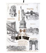 Old Architecture of New York Tea Towel 100% Cotton