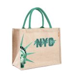 New York City Theme Laminated Eco Friendly Jute Bag with Side Gusset – Rhinestones & DTF Printed - Image 2
